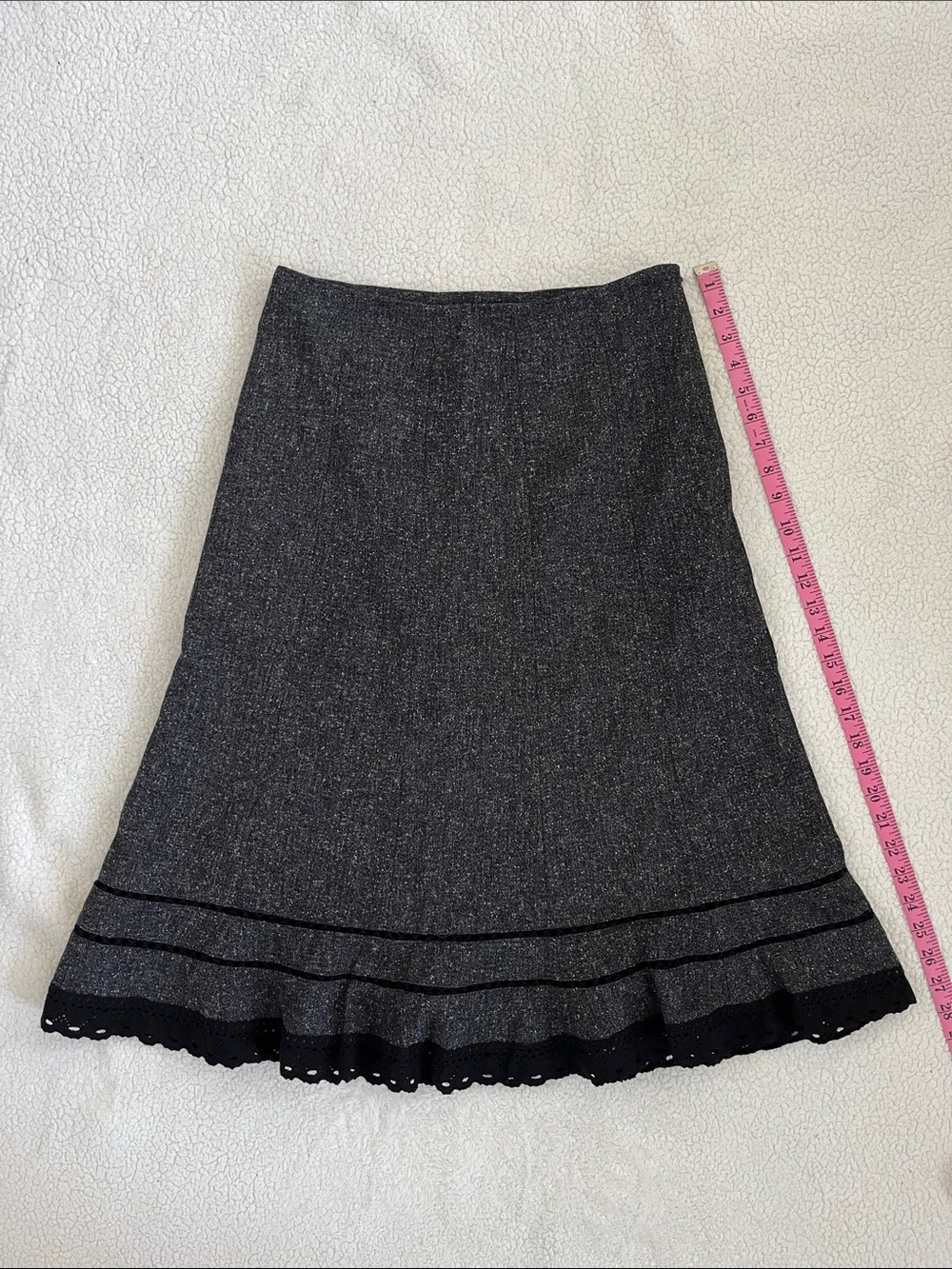 East 5th Black Tweed A-Line Skirt with Eyelet Ruffle